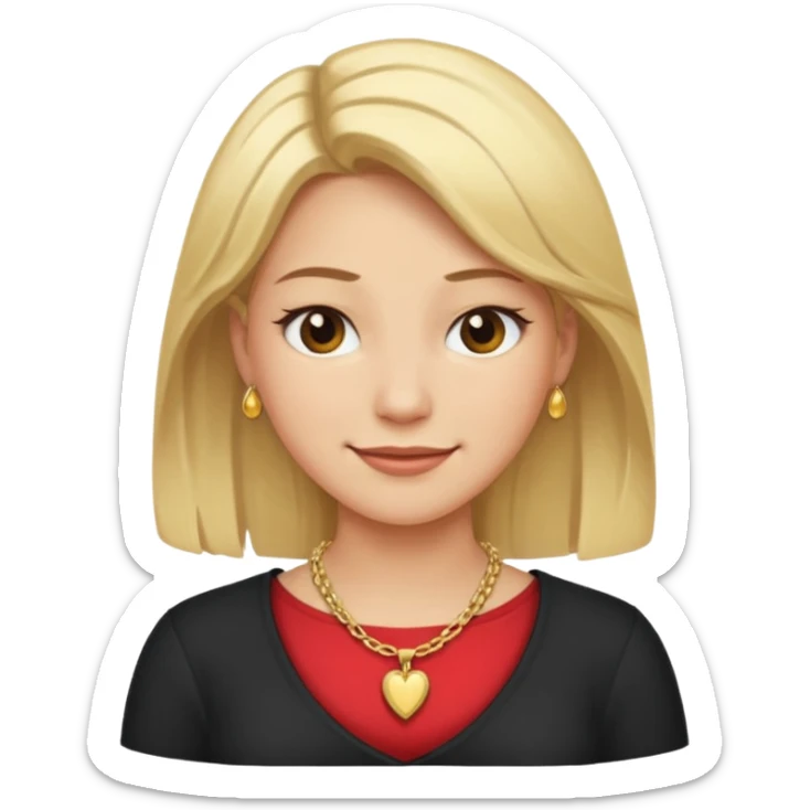 Female with Gold Necklace, fair skin,blonde hair, different expressions. sticker
