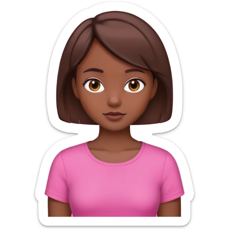 I need a girl with brown short hair, a lil dark skin, with a pink top  sticker