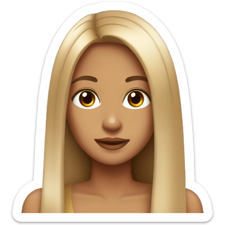 tan girl, beautiful, long straight hair, brown eyes sticker