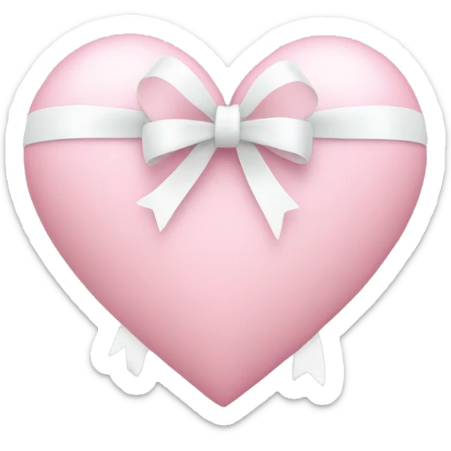 Pastel pink heart with white bow sticker