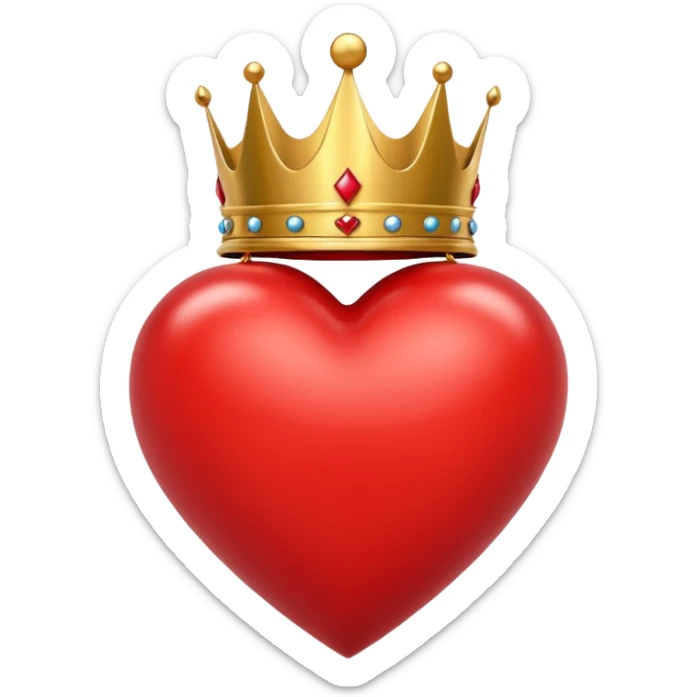I want a red heart these emoji ❤️ and i also want a crown like this 👑 on it from front and it should be from a one side sticker