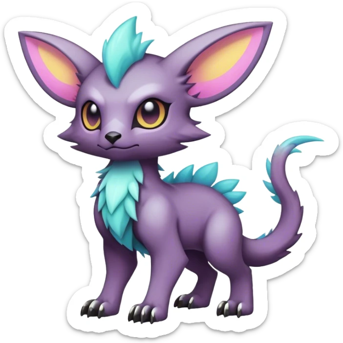 cool colorful dark pastel edgy fantasy animal hybrid Fakemon full body sticker