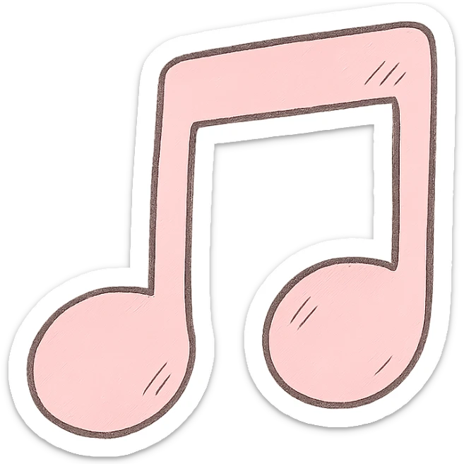 Japanese hand-drawn style, pink theme, soft and cute music icon, transparent background, for mobile home screen sticker