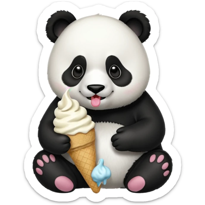 Panda eating ice cream sticker