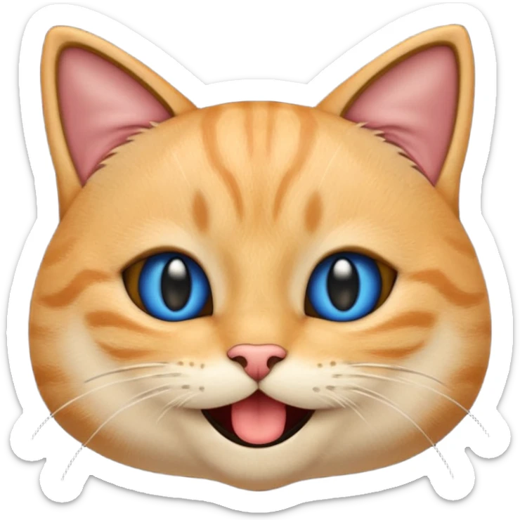 Un emoji de una cara de gato negro riendo a carcajadas, con lágrimas azules brotando de sus ojos cerrados y una boca abierta y sonriente, en el estilo de diseño de emoji clásico. sticker
