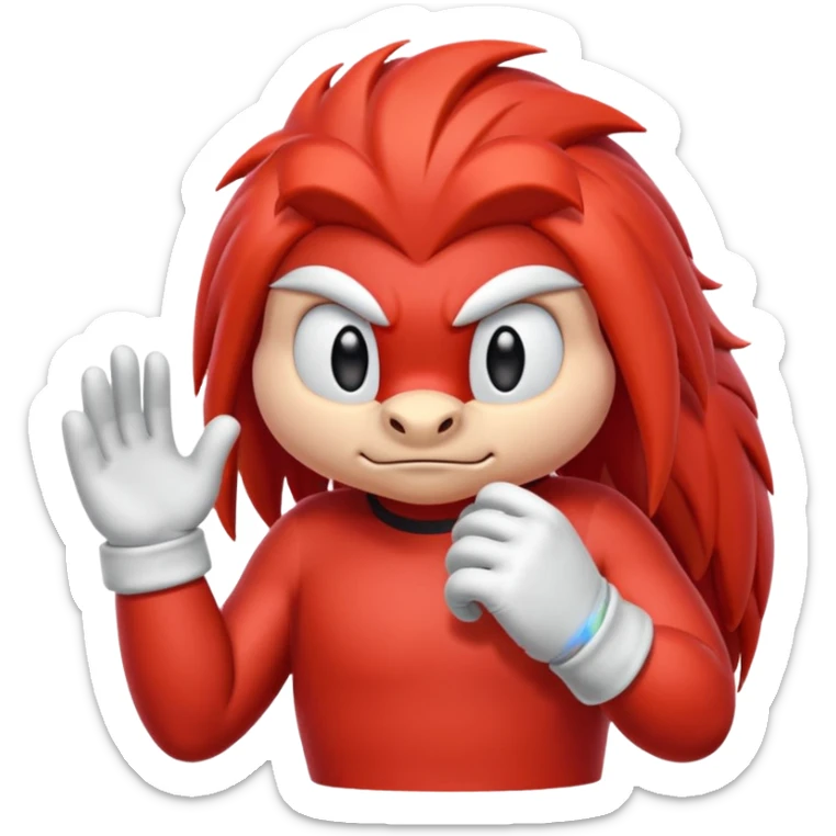 Sonic the hedgehogs friend knuckles a red animal with peach arms and white gloves sticker