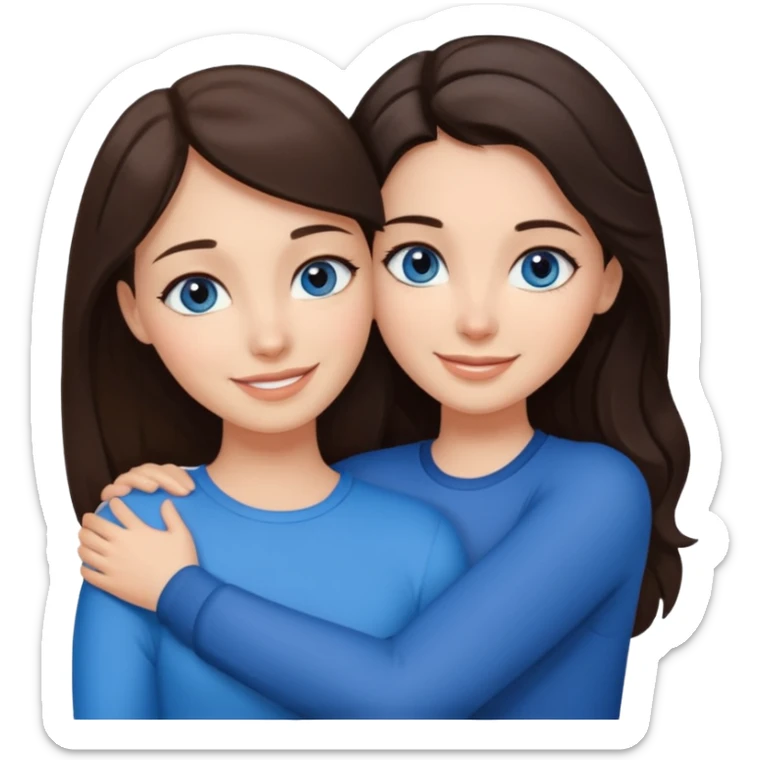 Brunet z ciemnymi oczami przytulający się do brunetki z niebieskimi oczami sticker