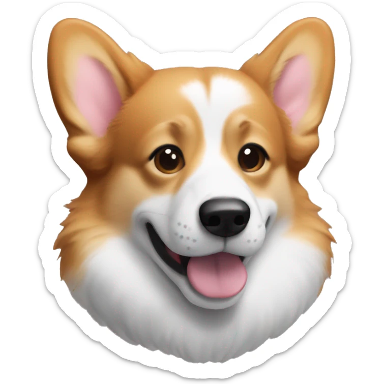 Create an emoji of my corgi Asi the redhead with white paws and a vortnik zone sticker