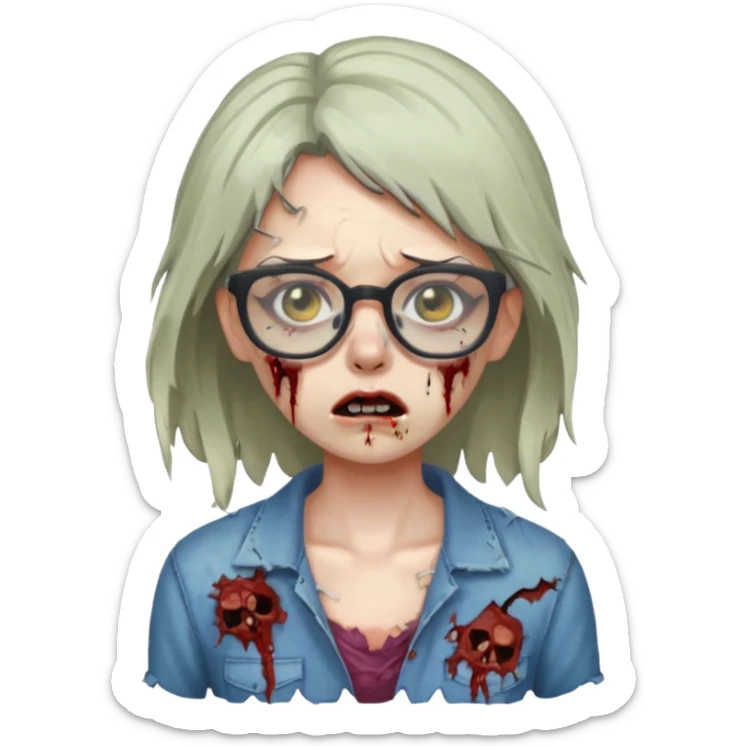 zombie with glasses girl sticker