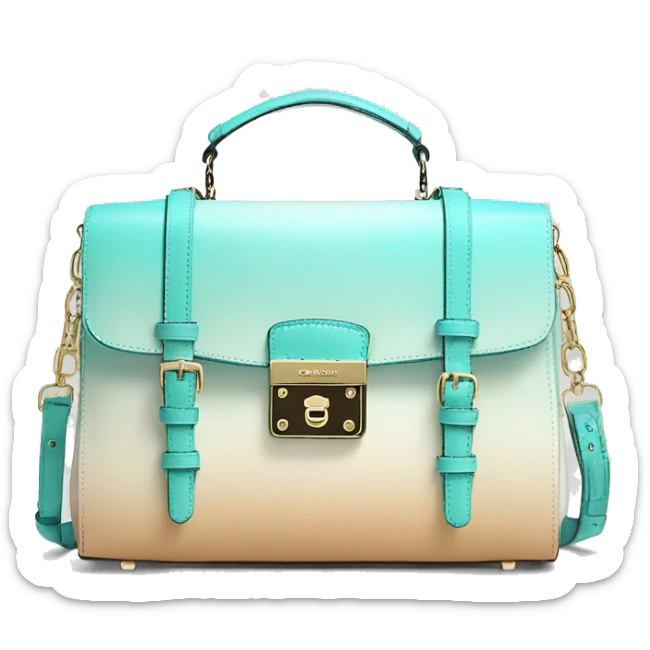 Realistic cream to pastel tiffany blue ombre michael kors satchel purse. sticker