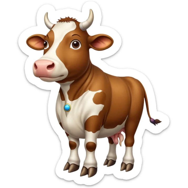 cow with body as planet Saturn with visible rings and gigantic human feet sticker