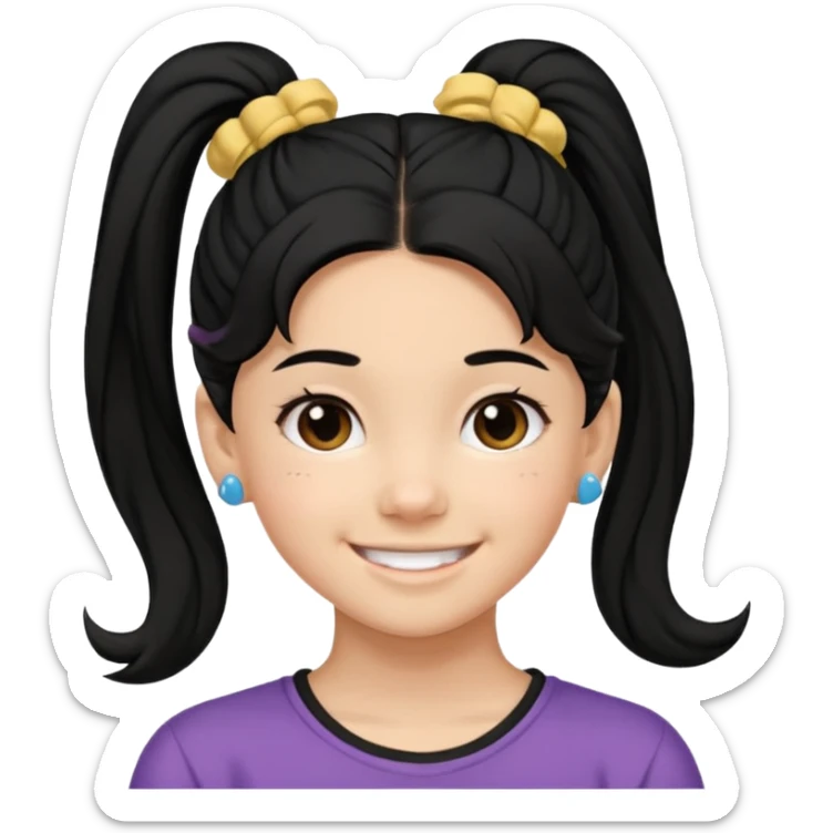 Teen girl with scrunchie ponytail black hair sticker