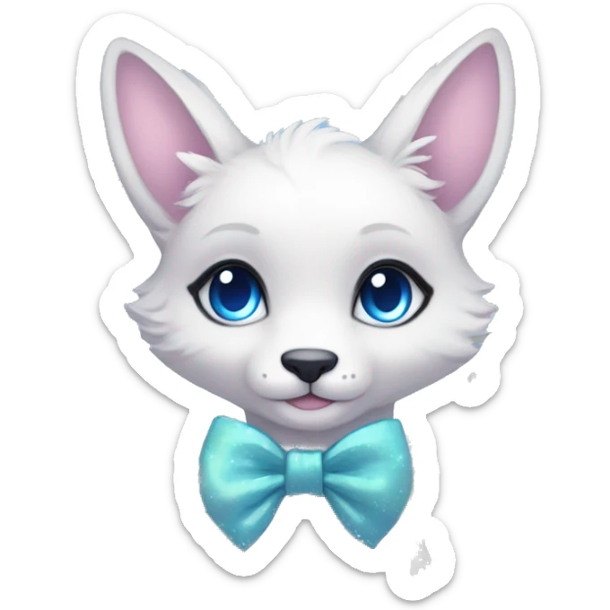 Anthro Cute Cool Pastel Kawaii gorgeous sparkly ethereal fantasy animal creature with blue eyes furry sona with flowers and bow tie beautiful aesthetic sticker