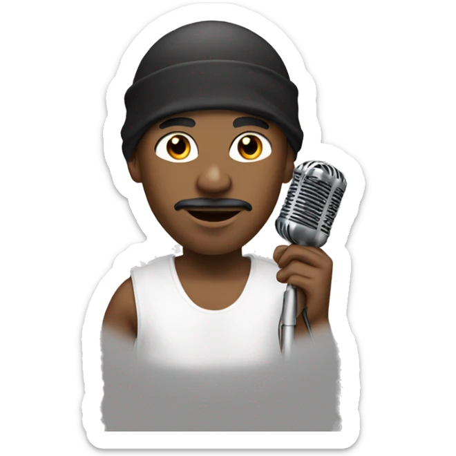Black male boy with a moustache and chin hair with a durag singing with a microphone  sticker