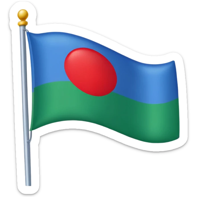 Un drapeau avec du bleu en haud du vers en bas et un cercle rouge aj milieux sticker