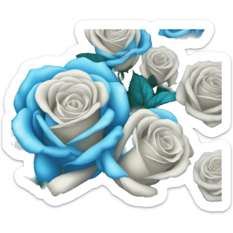 Un bouquet de Roses bleue pailletée sur bouquet noir sticker