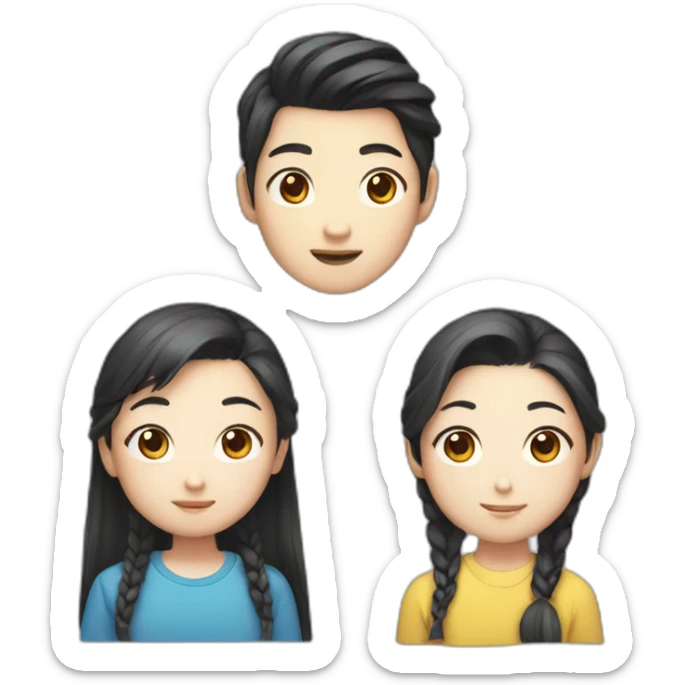 Teen Korean boy with teen Korean girl who has two side pony tails sticker