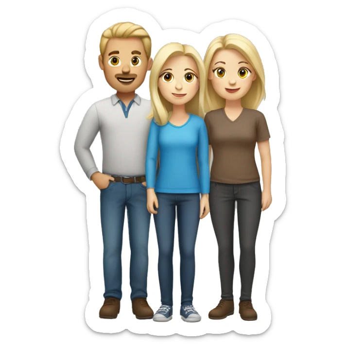 White family, 1 mom with blonde hair, 1 dad with Brown hair, 1 boy with blonde hair sticker