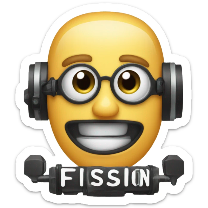 emoji of a photography studio with the word fission studio sticker