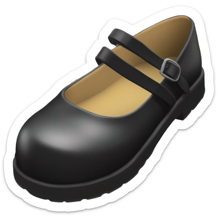 Pair of Black Mary Jane’s flat schoolgirl shoes black insides sticker