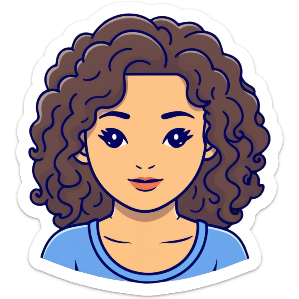 attractive Greek woman with long curly dark brown hair and light skin sticker