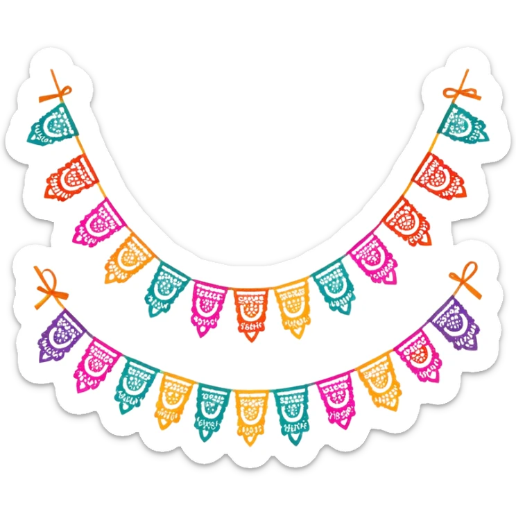 festive one garland of colorful mexican papel picado sticker