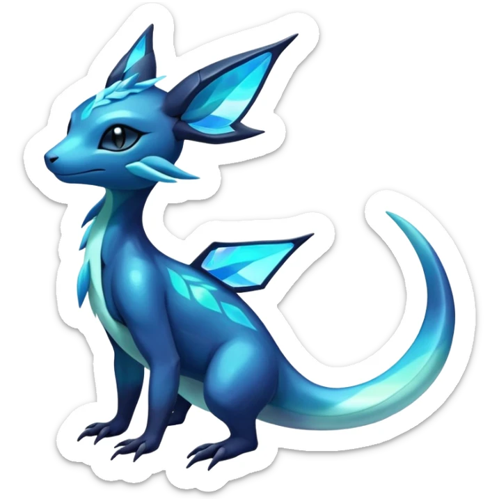 Colorful Dark Shiny Exotic Salandit-Aurorus-Glaceon-Fakémon-hybrid-creature (full body)  sticker