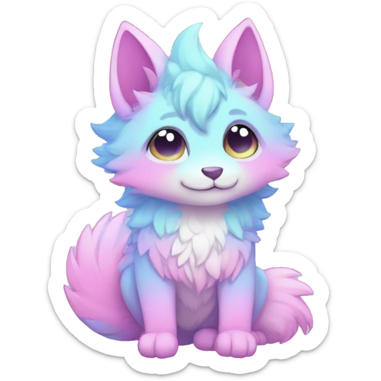 Kawaii colorful pastel ethereal anthro fursona Fakemon sticker