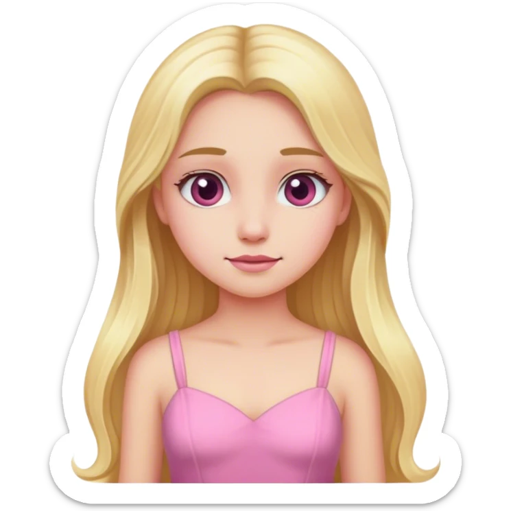 A girl with long blonde hair and a pink dress. sticker