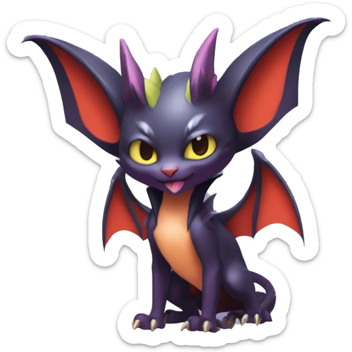  Kawaii Edgy Cool Vampiric Beautiful Noivern-Nargacuga-Litten with big Bat Ears full body sticker