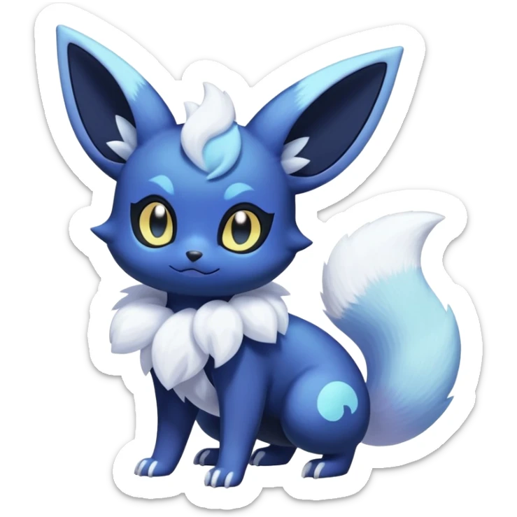 Shiny snow pastel Nebulae Noibat-Meowstic-Umbreon-Fakémon-hybrid-creature (full body)  sticker