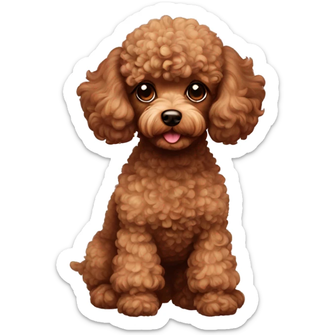 Brown toy poodle sticker