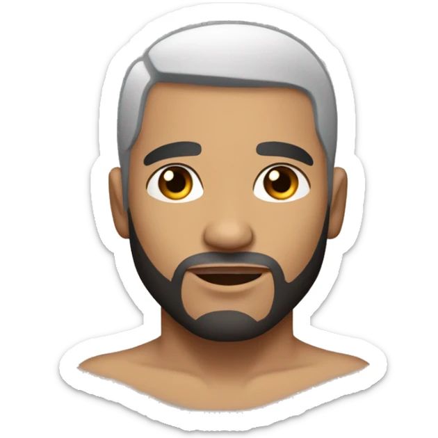 black hair white man with bob haircut and tattoo on bare chest in the center sticker