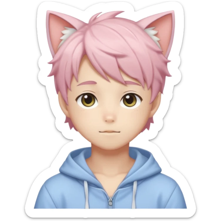 Shiny Blushing Cute Kawaii Beautiful Shota Anime Catboy Trending Style Cottagecore Pastelcore  sticker