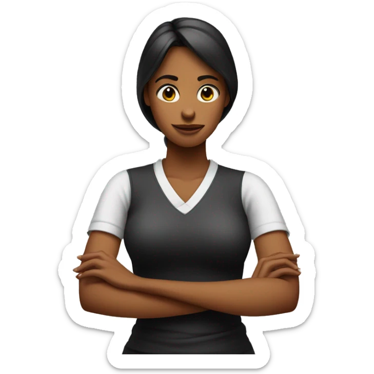 A woman crosses her hands in front of her chest to make an X sign of rejection. sticker