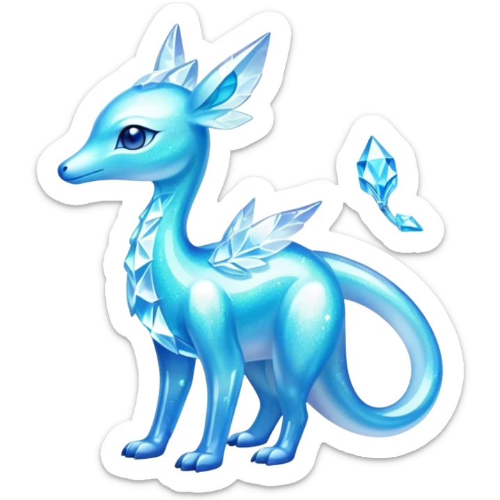 Shiny Exotic Colorful Ethereal Sparkly Amaura-Aurorus-Fakémon-hybrid-creature (full body)  sticker