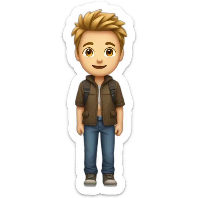 3 boys, 1 small, 1 tall and one in the middle. Give an arrow to the middle sticker