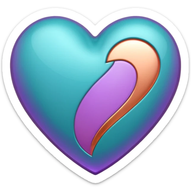 I need a teal, orange , purple, and rose gold Heart emoji that looks like a cartoon  sticker
