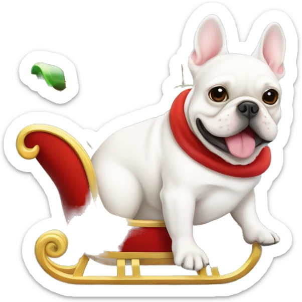 White French bulldog sitting in Santa’s sleigh sticker