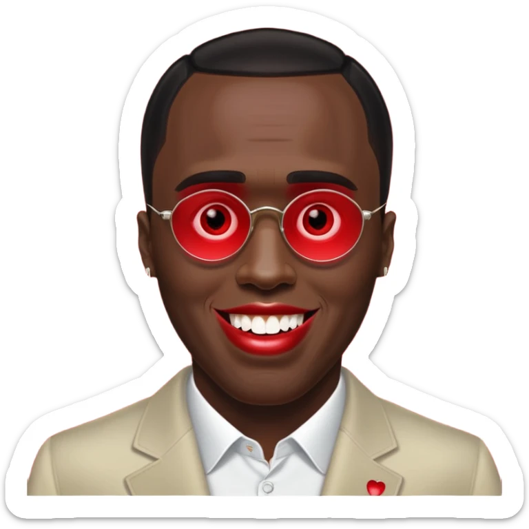 Sean Diddy Combs with red laser eyes and a very creepy, wide smile with the text “GOOD. NIGHT.” sticker