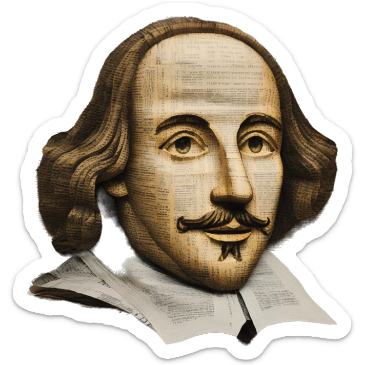 Shakespeare made of newspaper cuttings 420 hemp roses flowers plants leaves sticker