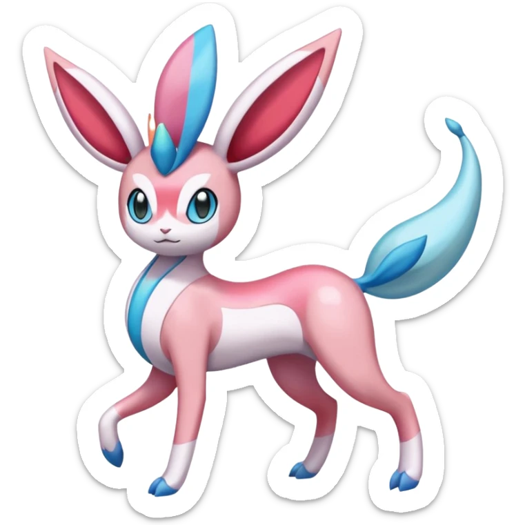 Sylveon-Meloetta-Cresselia-Milotic-Amaura-Pokémon-Fakémon-fusion, full body sticker