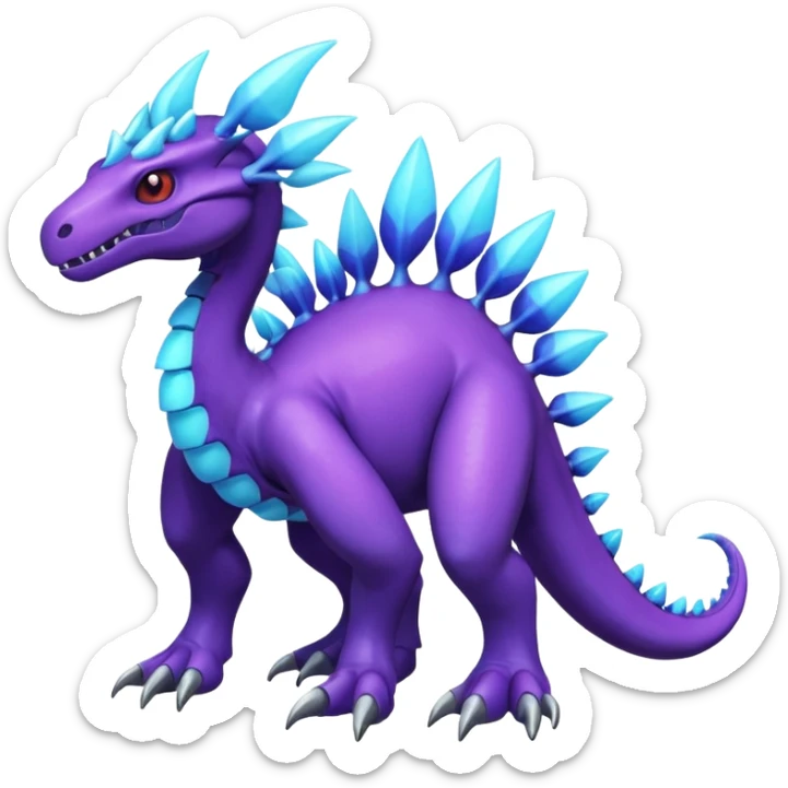 Shiny Dark Edgy  Meganium-Inteleon-Amaura-Fakémon-hybrid-creature (full body)  sticker