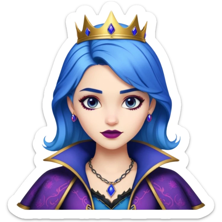 Evie from Descendants, blue hair, fashion-forward outfit, daughter of the Evil Queen sticker