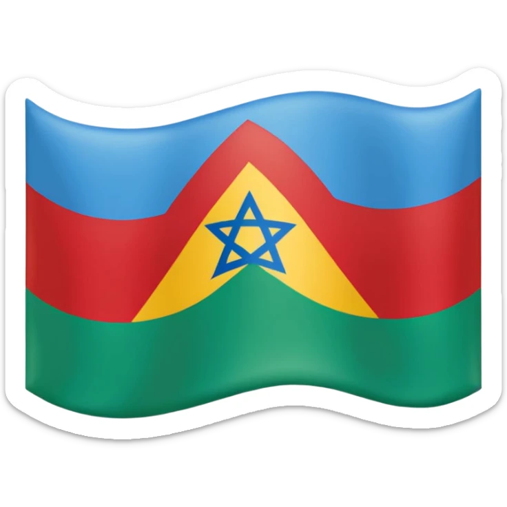 Bandera de tres líneas hariba azul medio verde con el alfabeto amazigh rojo abajo amarillo sticker