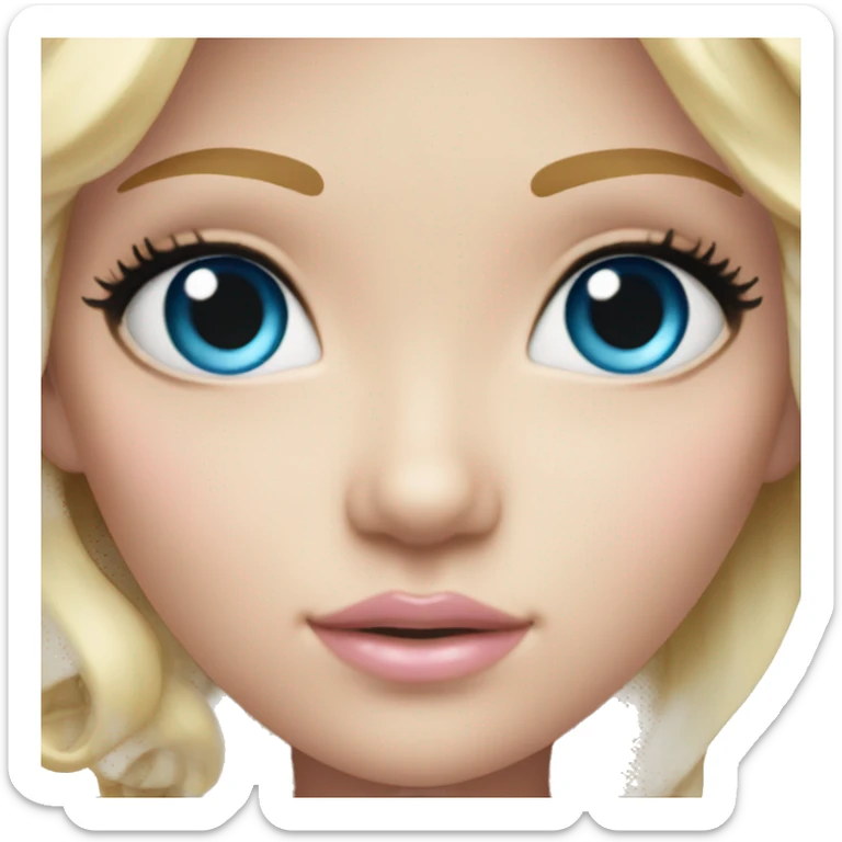 ocean blue doll eyes, blonde hair, feminine, pink, girl, angelic sticker