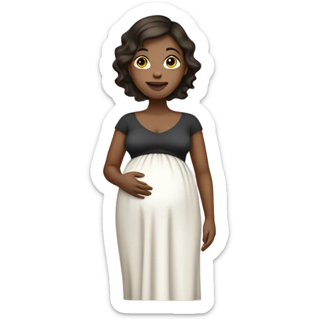 Pregnant women wearing a dress standing with dark brown hair and white ish skin  sticker