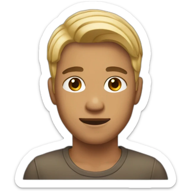 A tan skin male young adult with half-blond hair. sticker