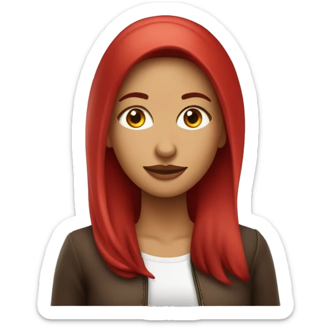 mujer de pelo rojo con largo liso piel clara ojo café y cara redonda  sticker
