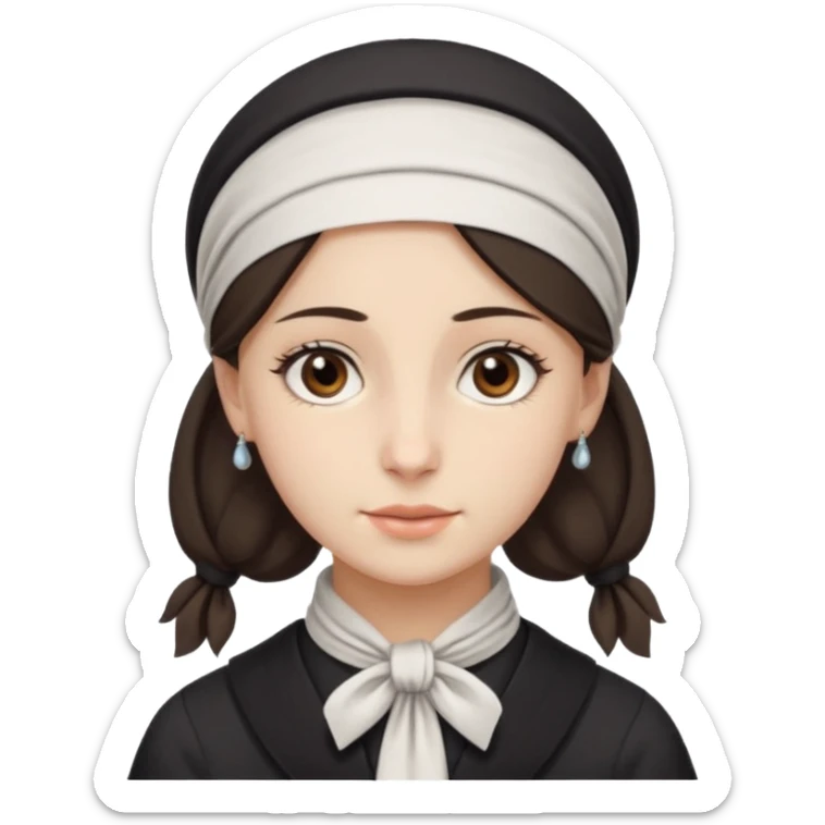 orthodox jewish woman with kerchief tied by neck circa. 1890 make into pretty young sticker